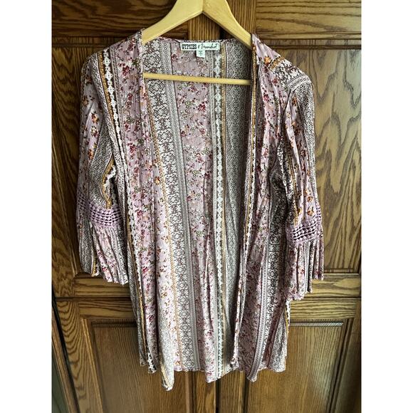 GYPSIES & MOONDUST Printed Bell-Sleeved Kimono - Size Small - Picture 4 of 8